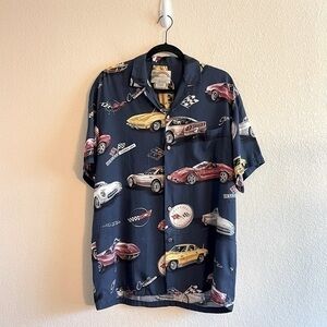 Vintage Paradise Found Corvette Car Hawaiian Button Up Men's Size Medium